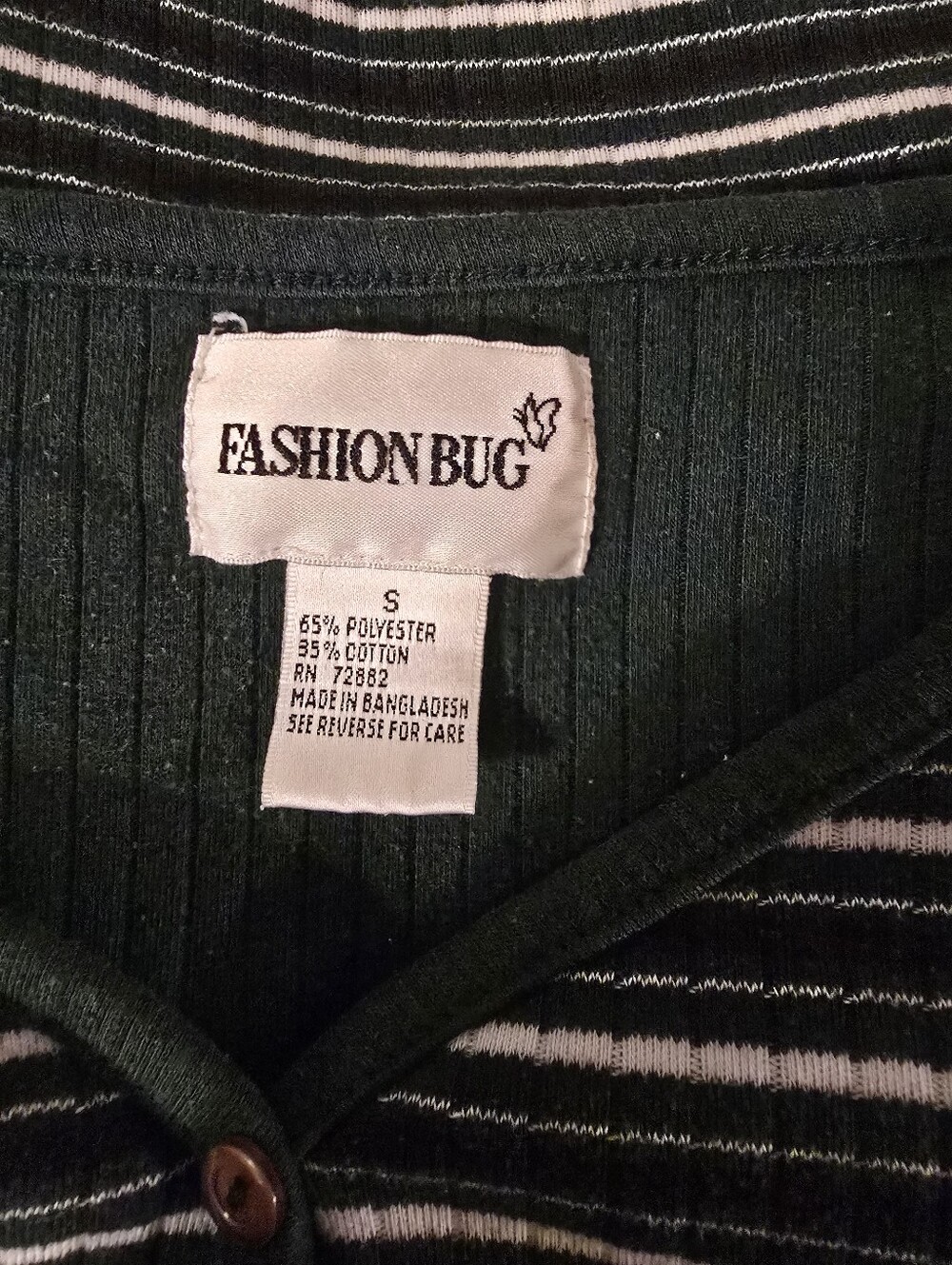 FASHION BUG Dark Green Ribbed Button-Up Top